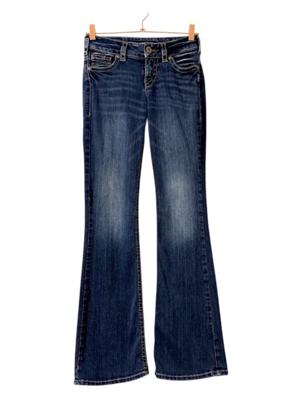 Silver Suki Mid Boot Super Stretch Dark Wash Bootcut Jeans Size 26 x 31 Western